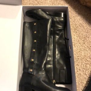 9West knee high black leather boot size 10.5